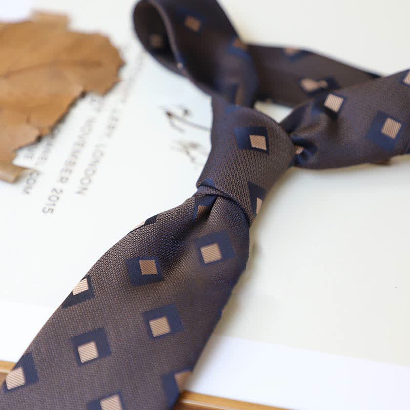 Men's Coffee Colors Series Striped Paisley Necktie - Image 21