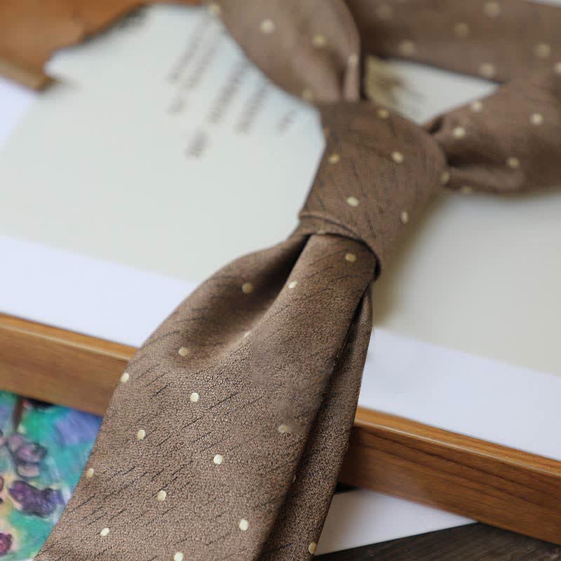Men's Coffee Colors Series Striped Paisley Necktie - Image 24