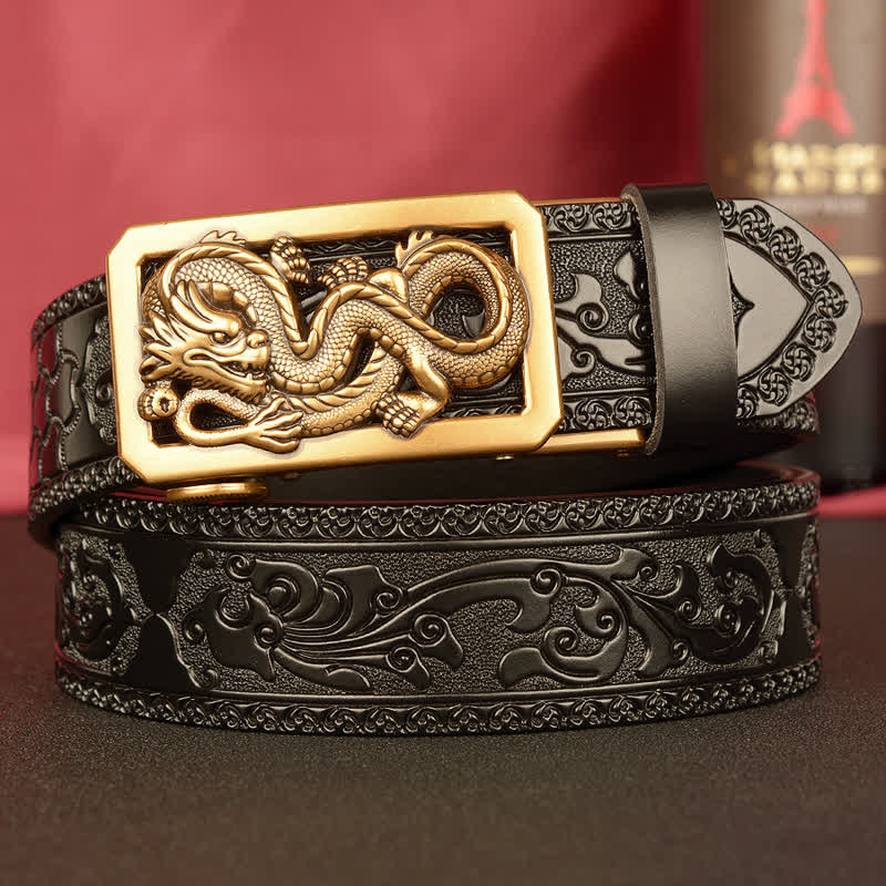 Men's Coiling Dragon Embossing Leather Belt - Image 11