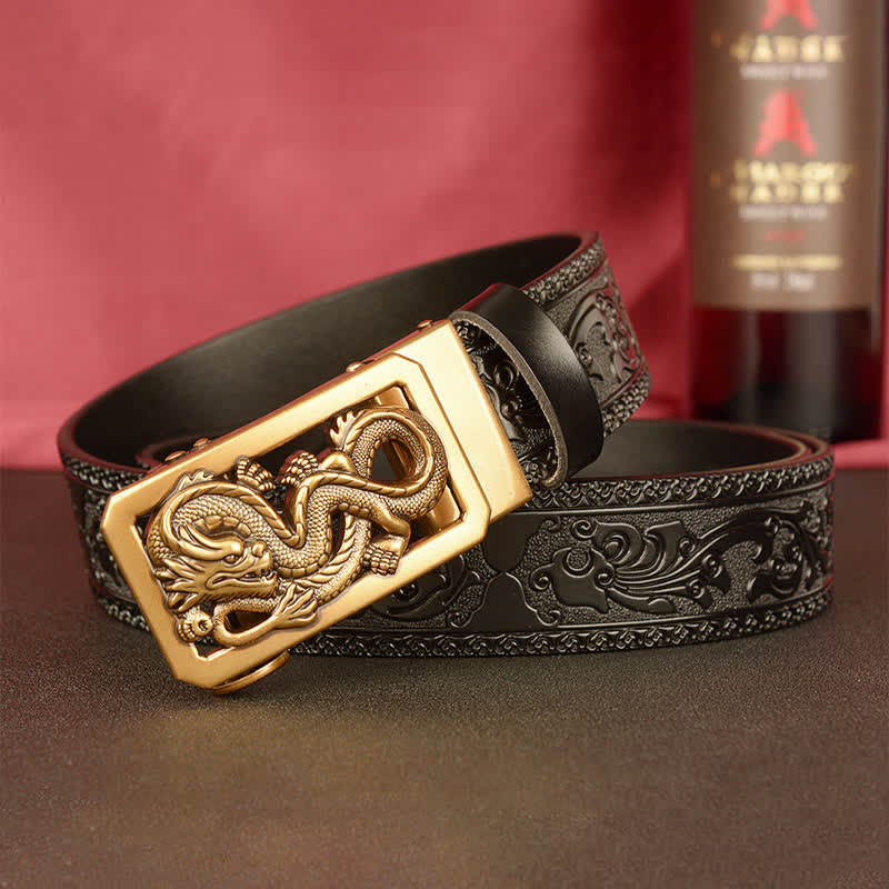 Men's Coiling Dragon Embossing Leather Belt - Image 12