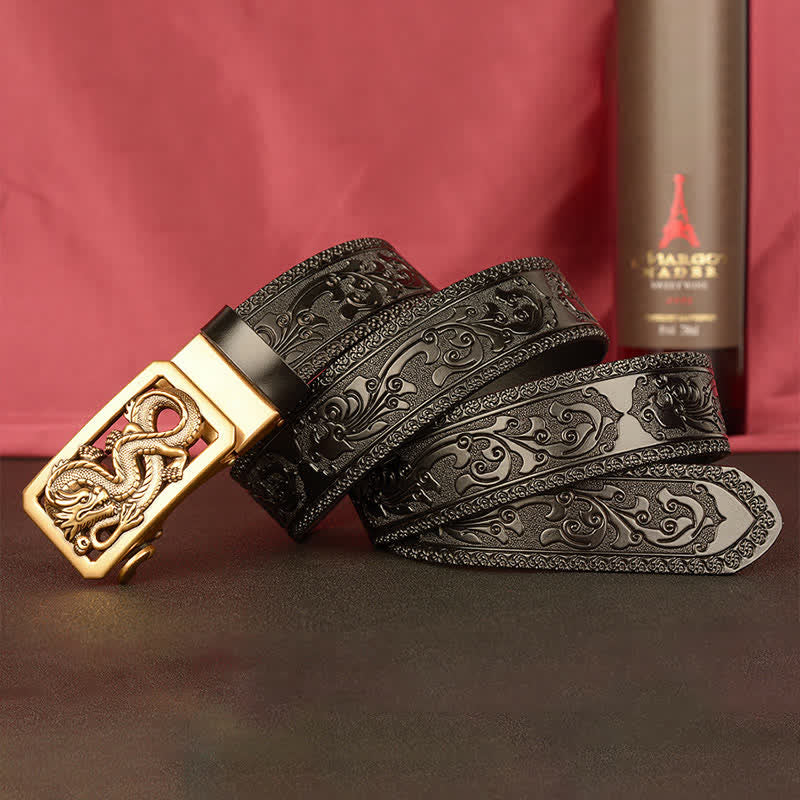 Men's Coiling Dragon Embossing Leather Belt - Image 13