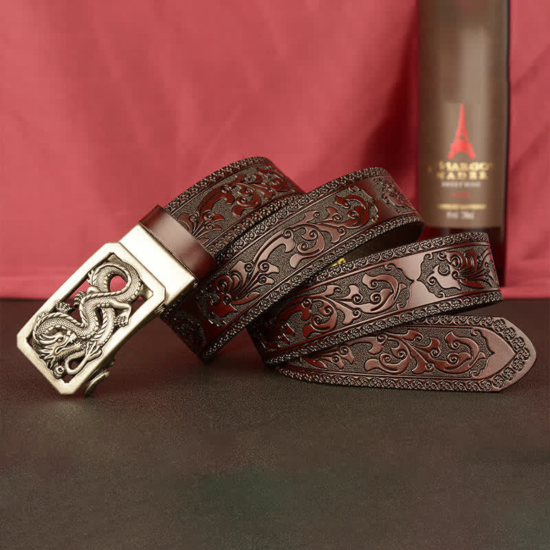 Men's Coiling Dragon Embossing Leather Belt - Image 17