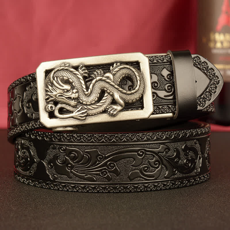 Men's Coiling Dragon Embossing Leather Belt - Image 18