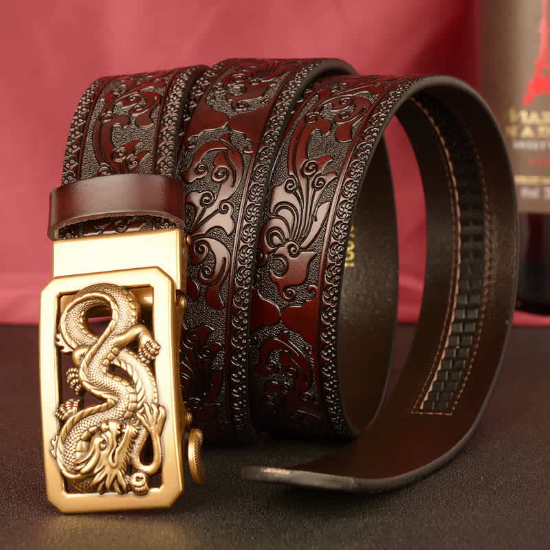 Men's Coiling Dragon Embossing Leather Belt - Image 2
