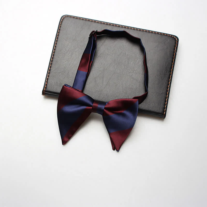 Men's College Striped Oversized Pointed Bow Tie - Image 4