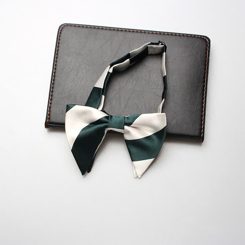 Men's College Striped Oversized Pointed Bow Tie - Image 5