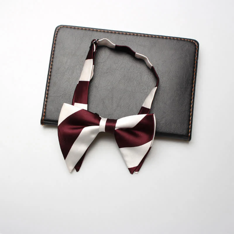 Men's College Striped Oversized Pointed Bow Tie - Image 6