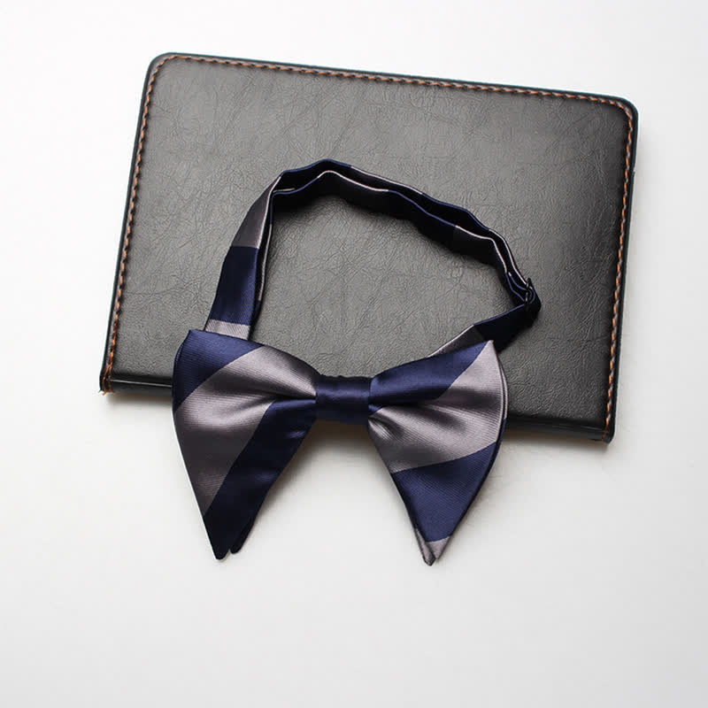 Men's College Striped Oversized Pointed Bow Tie - Image 7