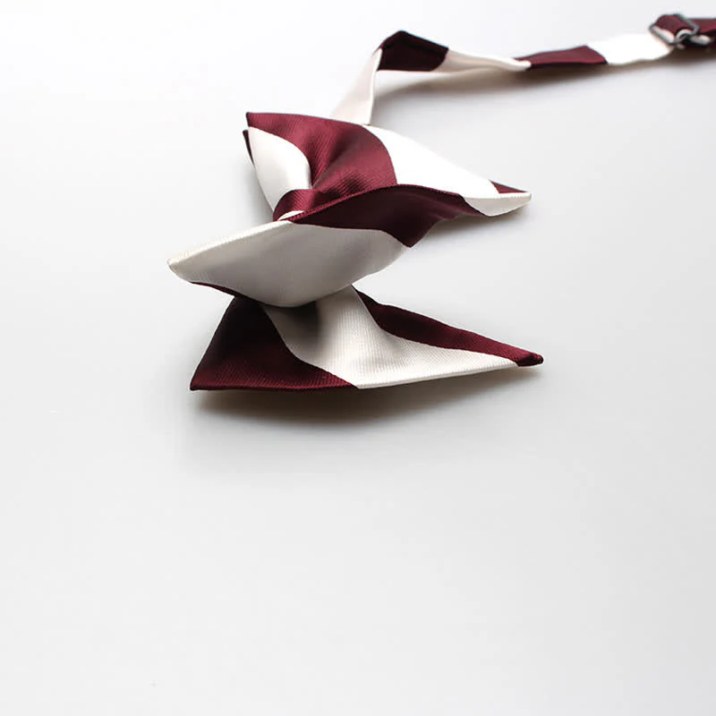 Men's College Striped Oversized Pointed Bow Tie - Image 8