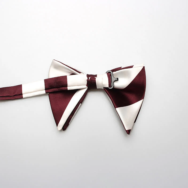 Men's College Striped Oversized Pointed Bow Tie - Image 9
