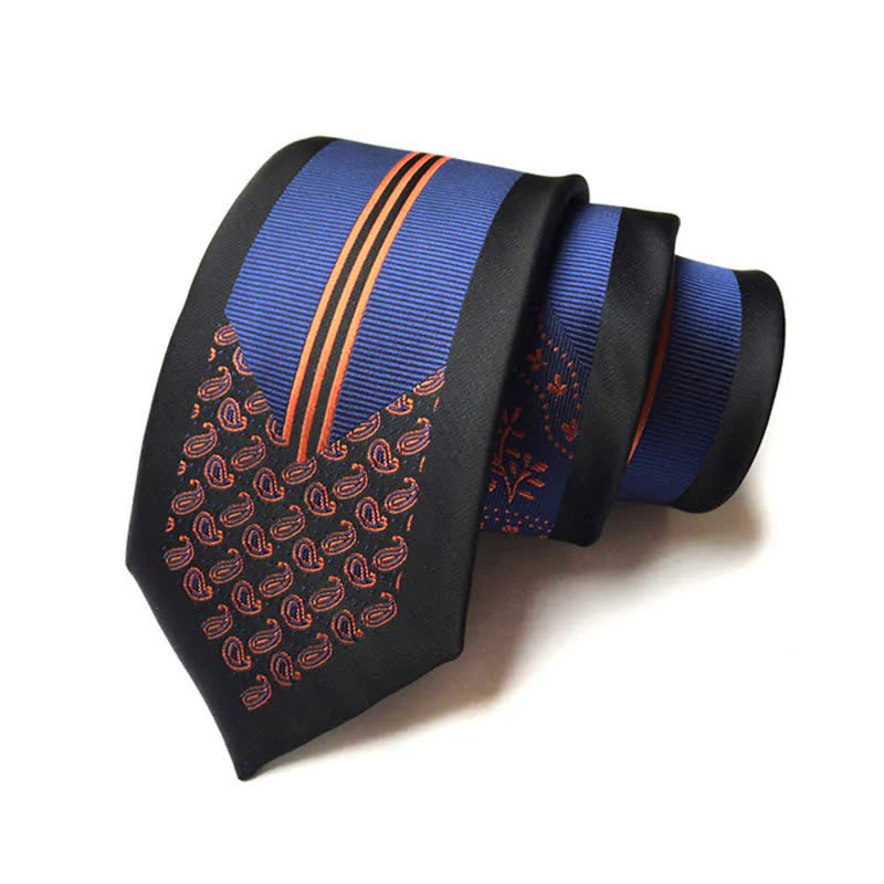 Men's Collision Inspire Paisley Floral Striped Necktie - Image 5