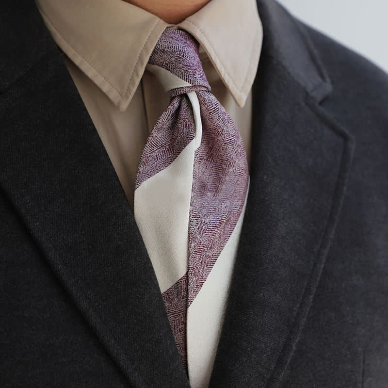 Men's Color Blocking Striped Necktie - Image 10