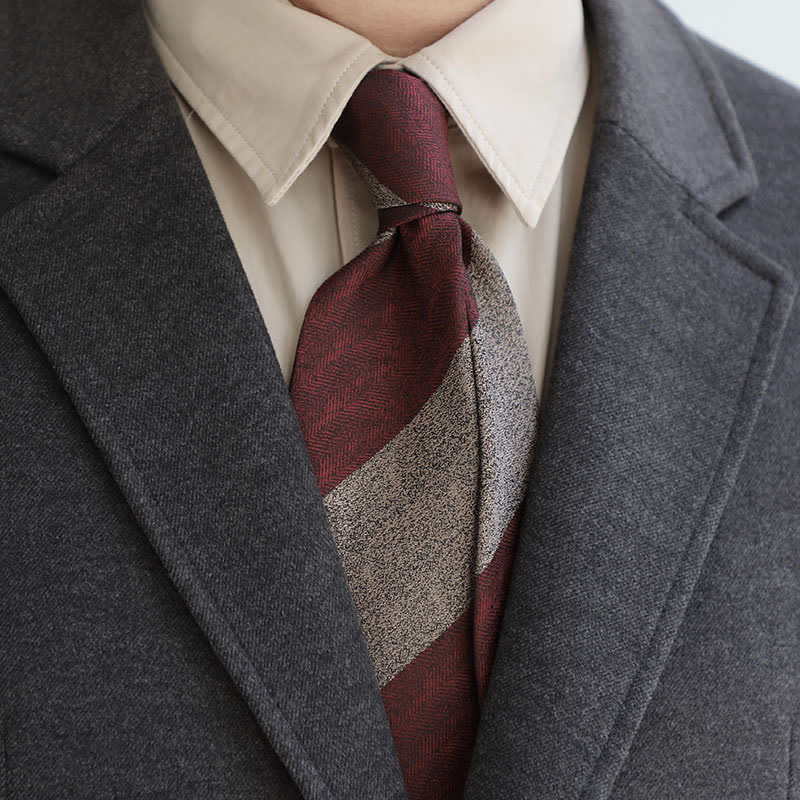 Men's Color Blocking Striped Necktie - Image 16