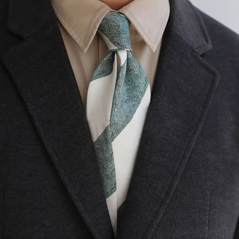 Men's Color Blocking Striped Necktie - Image 7