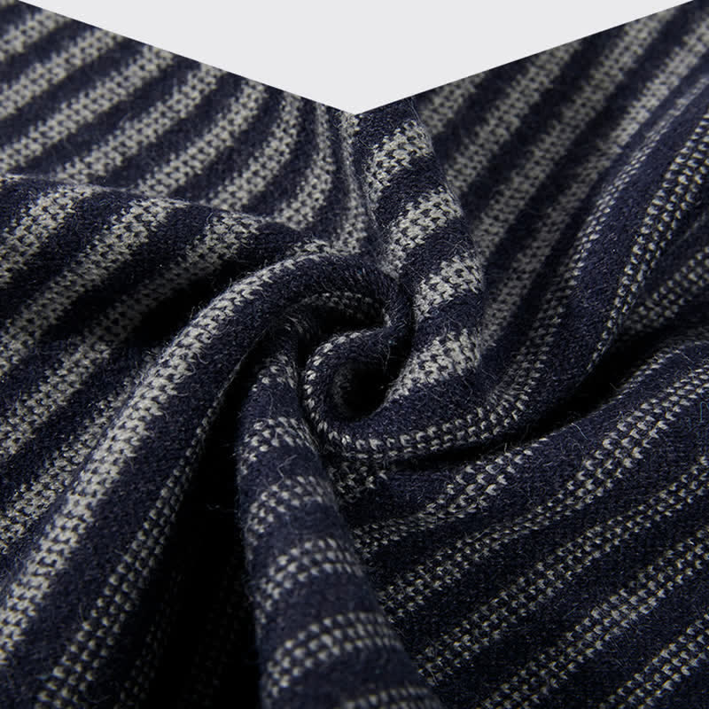 Men's Color Contrast Striped Pure Wool Scarf - Image 5