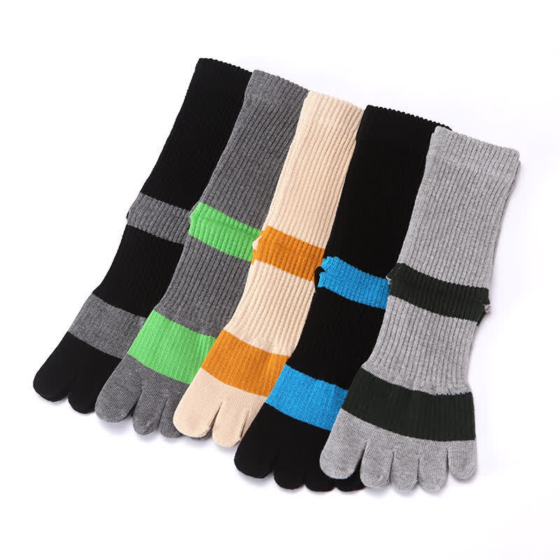Men's Color Matching Five Fingers Crew Socks - Image 2