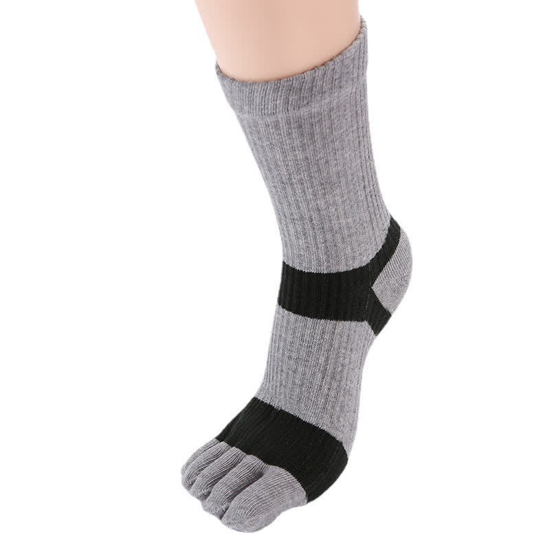 Men's Color Matching Five Fingers Crew Socks - Image 3
