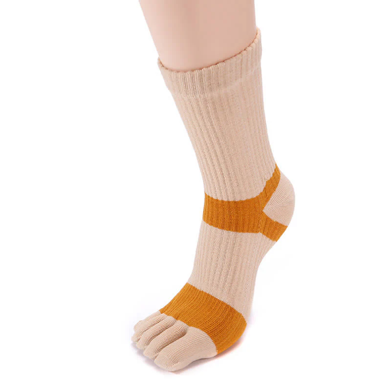 Men's Color Matching Five Fingers Crew Socks - Image 4
