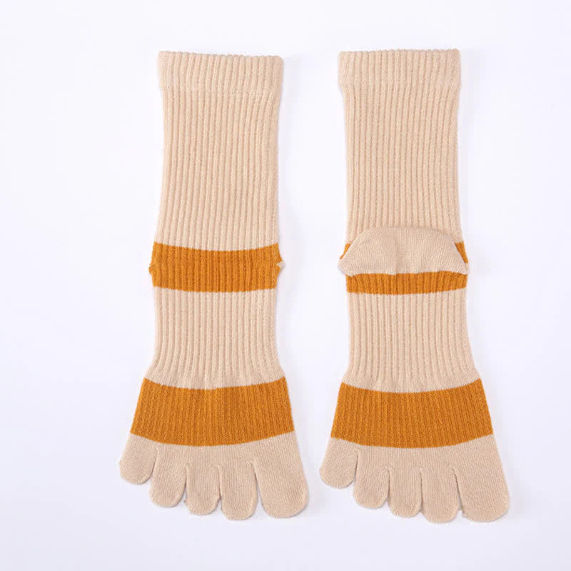 Men's Color Matching Five Fingers Crew Socks - Image 5