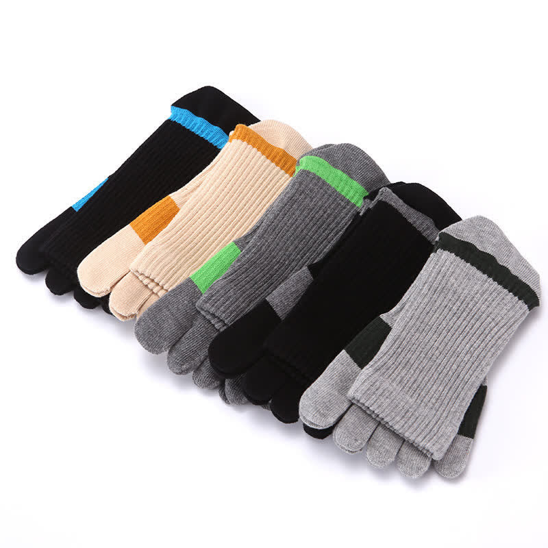 Men's Color Matching Five Fingers Crew Socks - Image 8