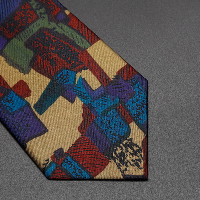 Men's Colored Maze Design Oil Painting Necktie - Image 4