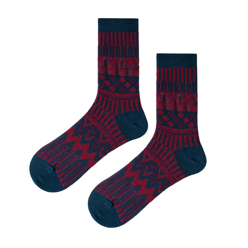 Colored Tribal-Like Pattern Cotton Socks - Image 13