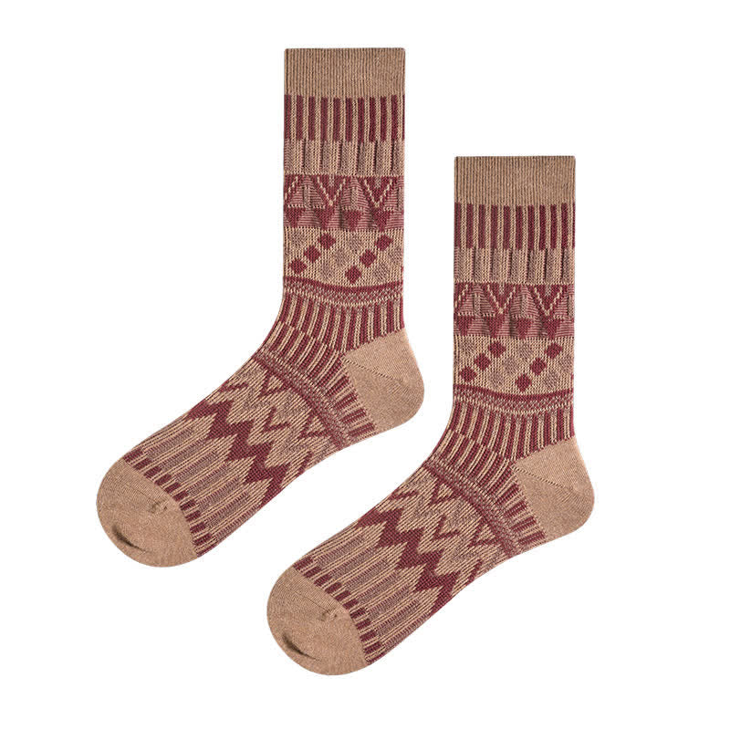 Colored Tribal-Like Pattern Cotton Socks - Image 18