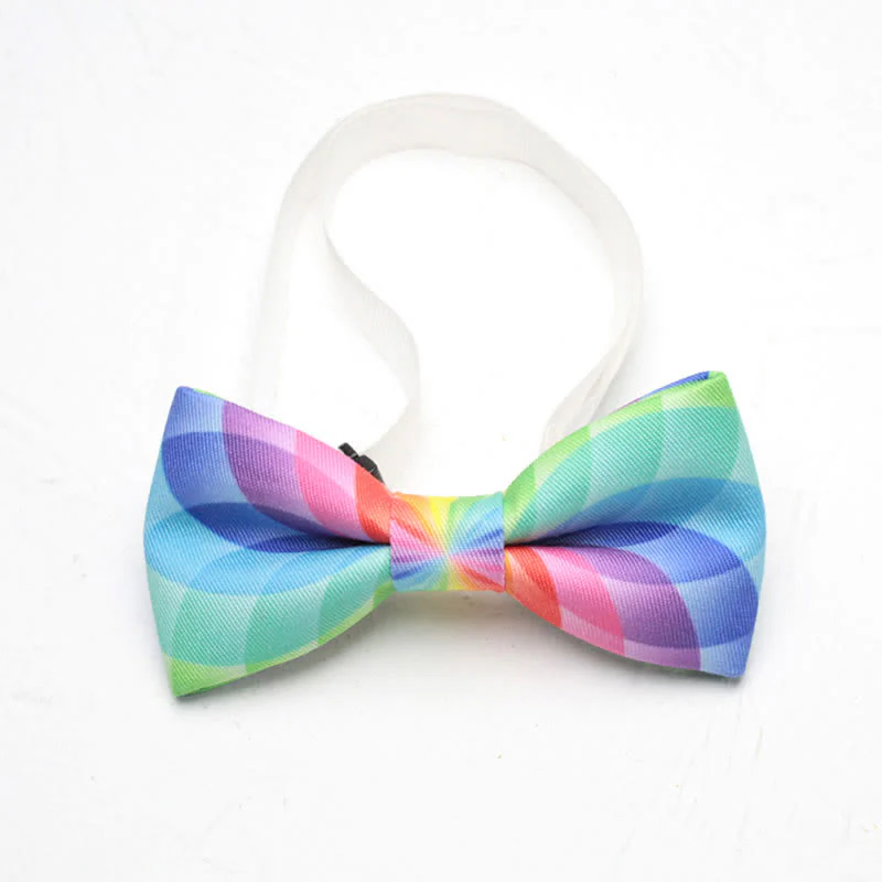 Men's Gradient Colorful Rainbow Simple Bow Tie - Image 5