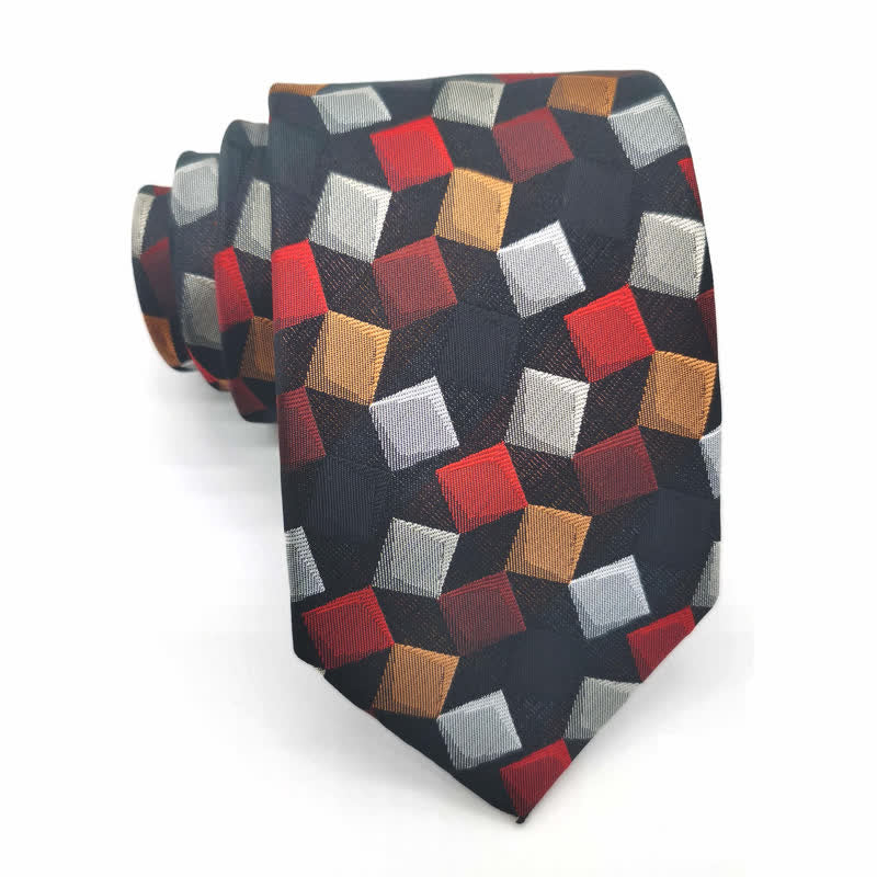 Men's Colorful Geometric Square Pure Silk Necktie - Image 4