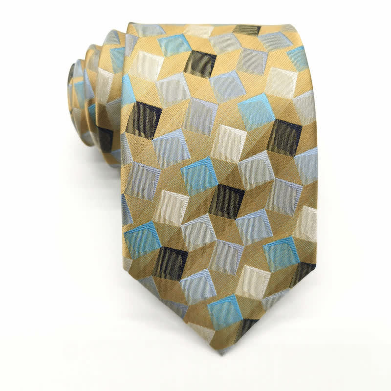 Men's Colorful Geometric Square Pure Silk Necktie - Image 5