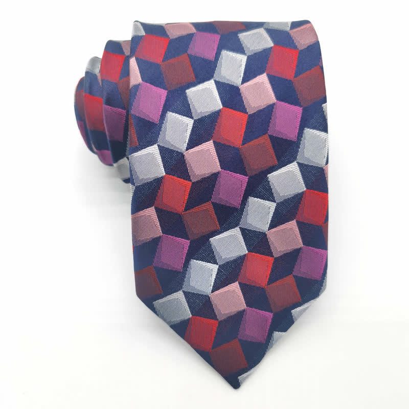 Men's Colorful Geometric Square Pure Silk Necktie - Image 6
