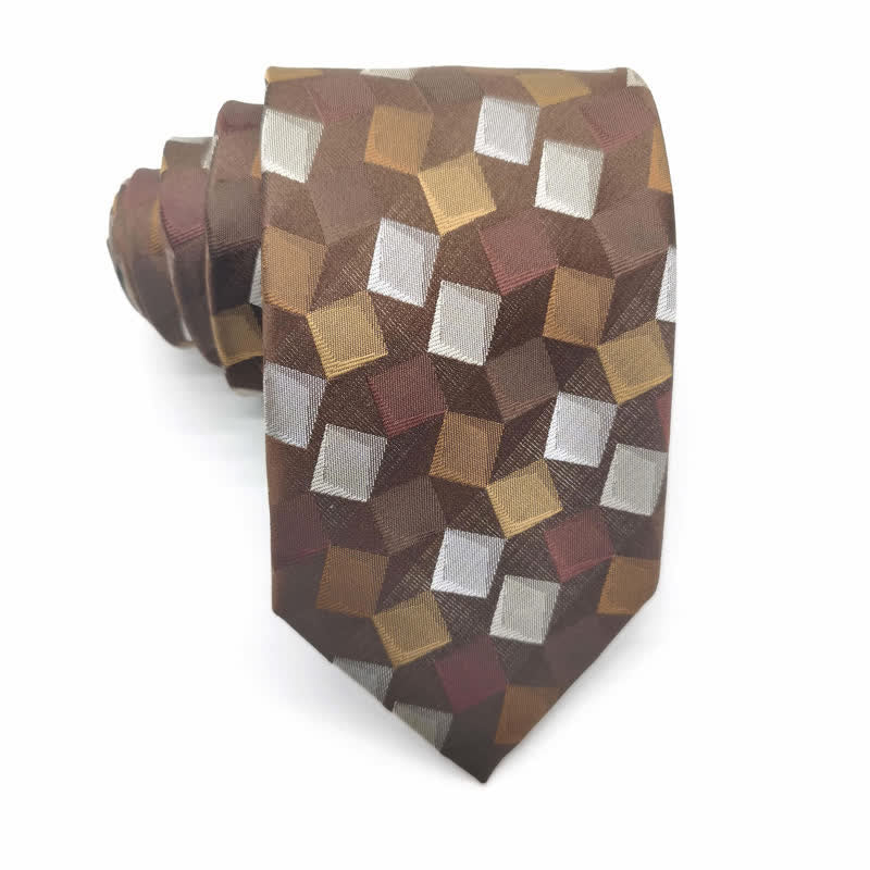 Men's Colorful Geometric Square Pure Silk Necktie - Image 8