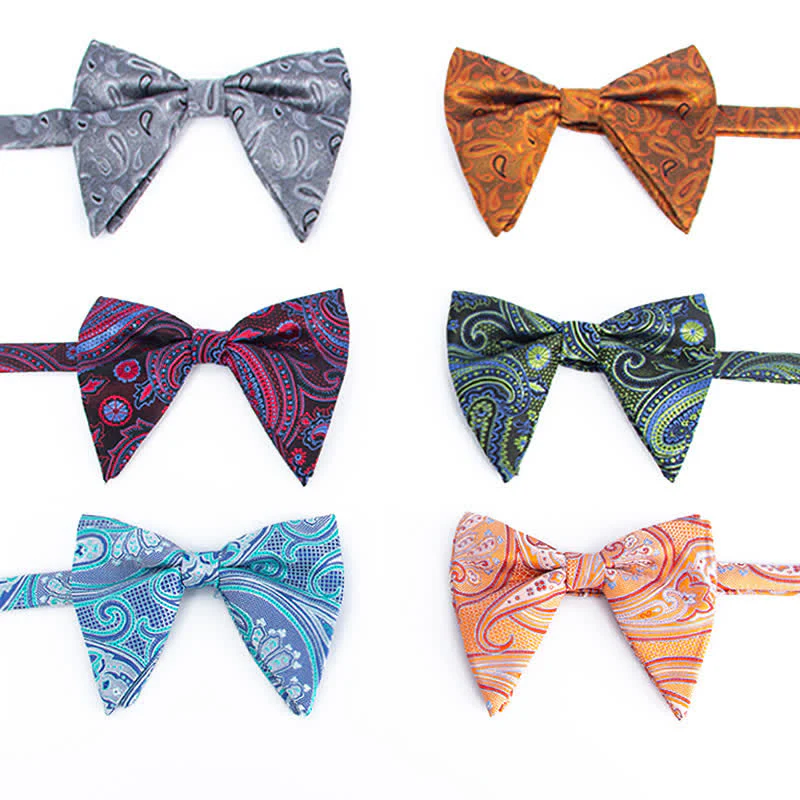 Men's Colorful Paisley Oversized Pointed Bow Tie - Image 2