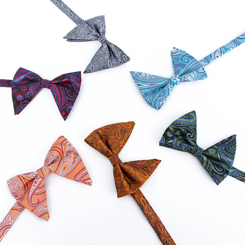 Men's Colorful Paisley Oversized Pointed Bow Tie - Image 3