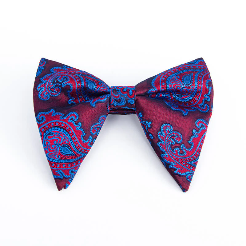 Men's Colorful Paisley Oversized Pointed Bow Tie - Image 9