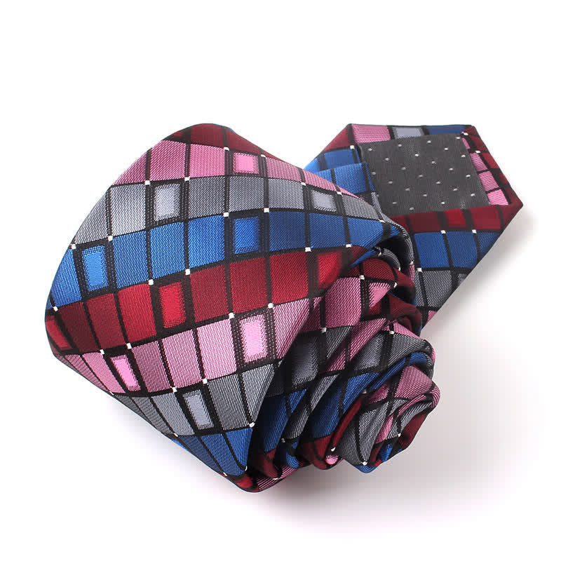 Men's Colorful Patch Square Checkered Necktie - Image 3