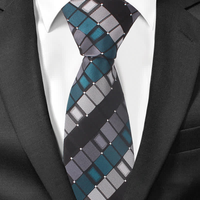Men's Colorful Patch Square Checkered Necktie - Image 6