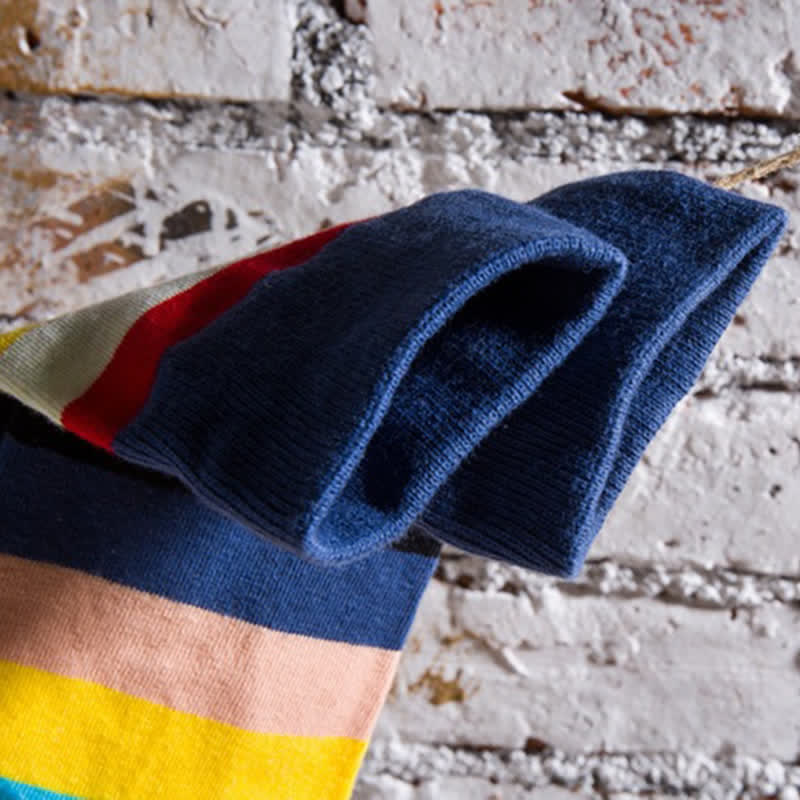 Men's Colorful Rainbow Striped Cotton Crew Socks - Image 6