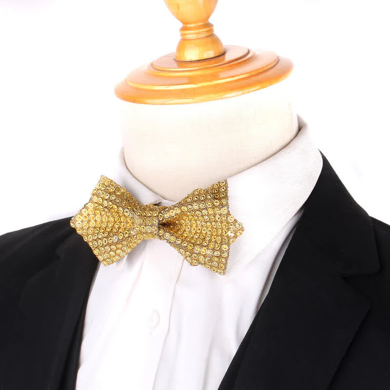 Men's Colorful Rhinestones Sequin Shining Pointed Bow Tie - Image 3