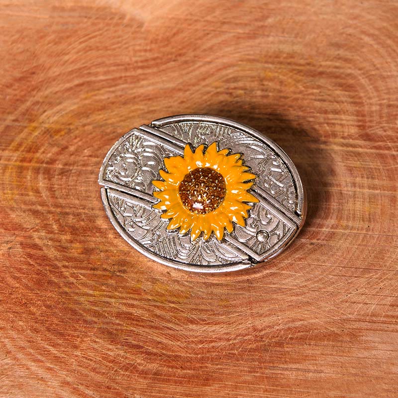 Men's Colorful Sunflower DIY Hidden Knife Western Buckle Leather Belt (Pre-Sale) - Image 2