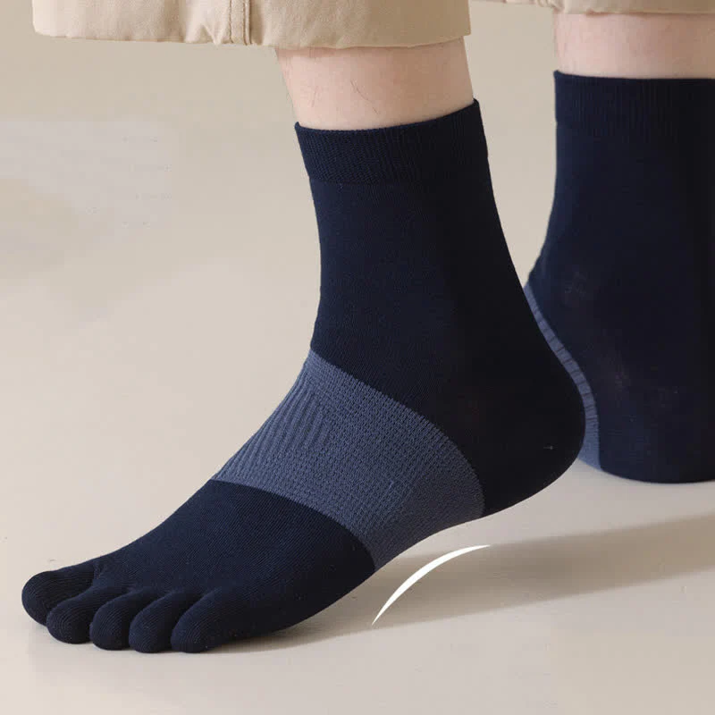 Men's Comfort Pure Cotton Split Five Toes Crew Socks - Image 4