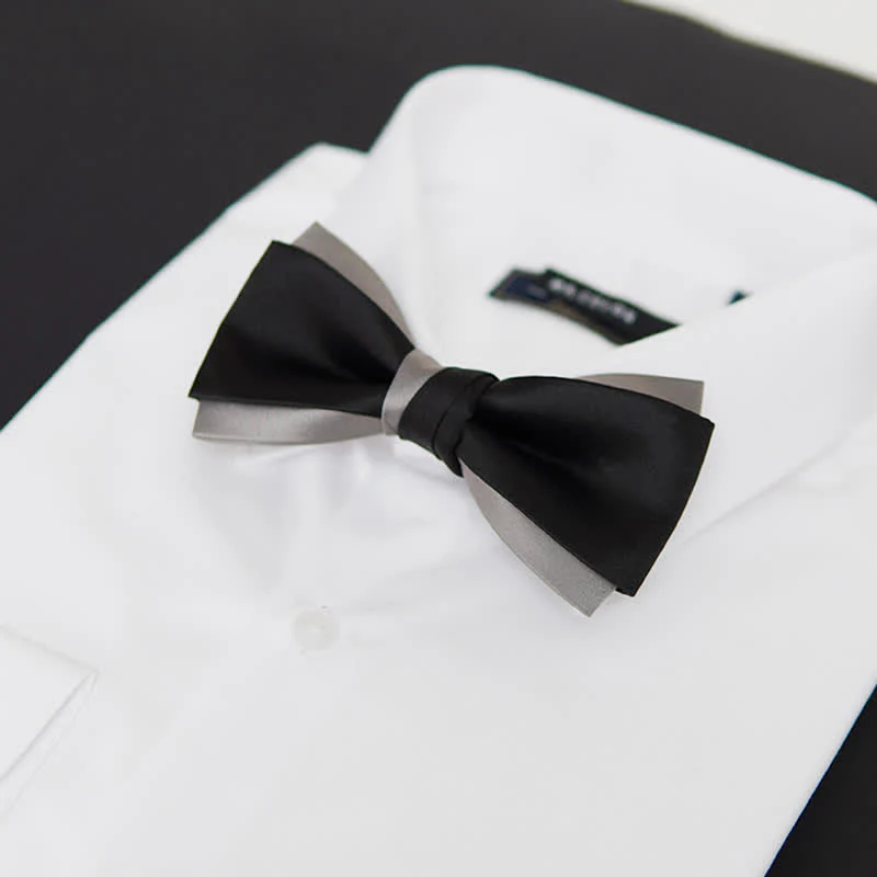 Men's Contrast Color Double Layered Bow Tie - Image 3