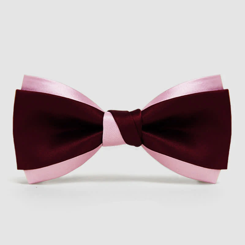 Men's Contrast Color Double Layered Bow Tie - Image 5