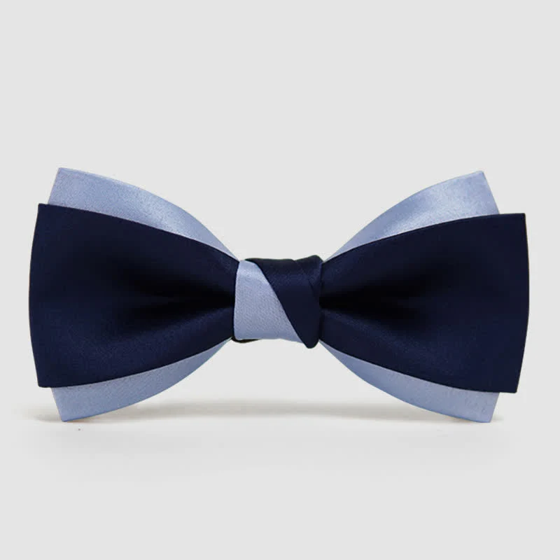 Men's Contrast Color Double Layered Bow Tie - Image 7