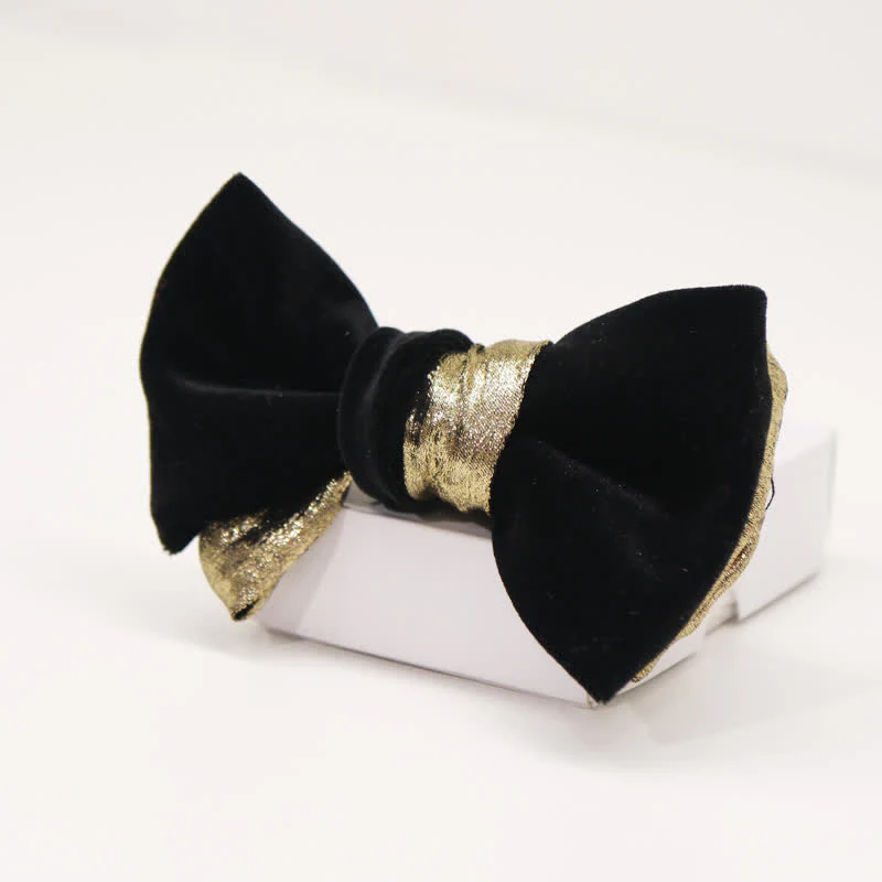 Men's Contrasting Double Colored Shining Velvet Bow Tie - Image 2