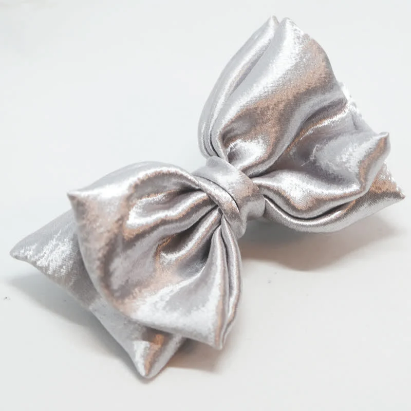 Men's Cool Future Metallic Silver Double Layers Bow Tie - Image 6