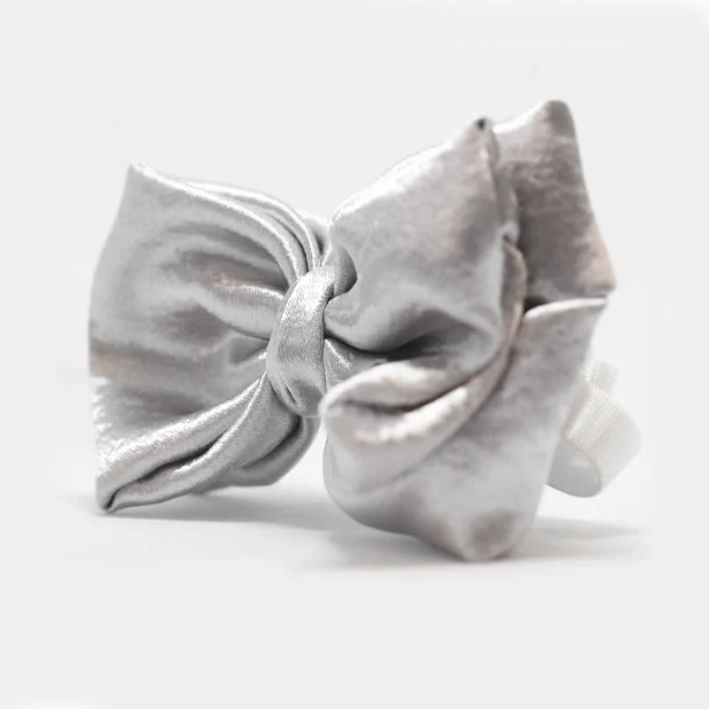 Men's Cool Future Metallic Silver Double Layers Bow Tie - Image 8