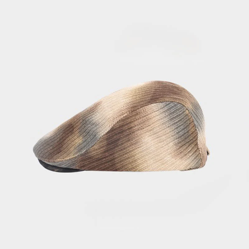 Men's Corduroy Tie-Dye Retro Winter Beret Hat - Image 3