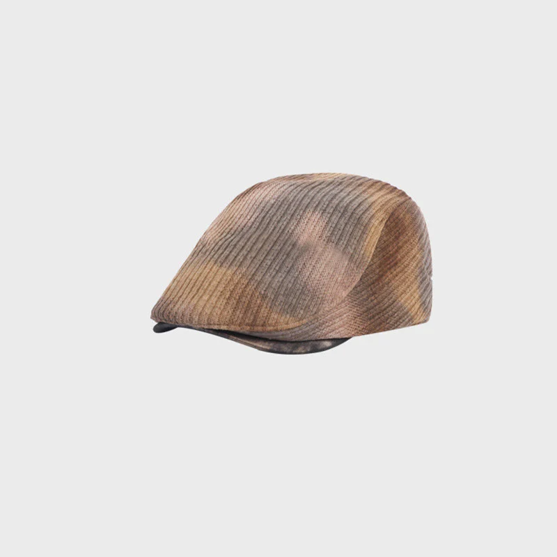 Men's Corduroy Tie-Dye Retro Winter Beret Hat - Image 7