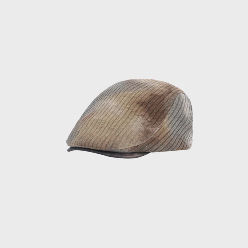Men's Corduroy Tie-Dye Retro Winter Beret Hat - Image 8